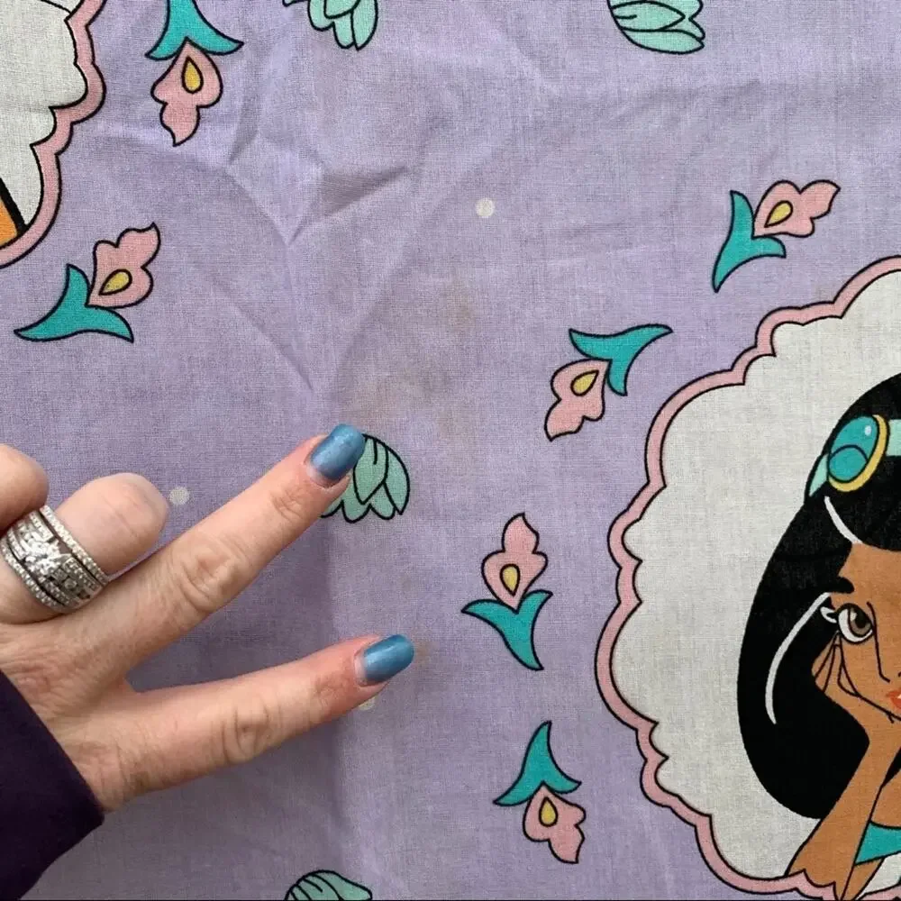Vintage 90s Disney’s Aladdin Jasmine curtain set two panels one tie sash 39x66